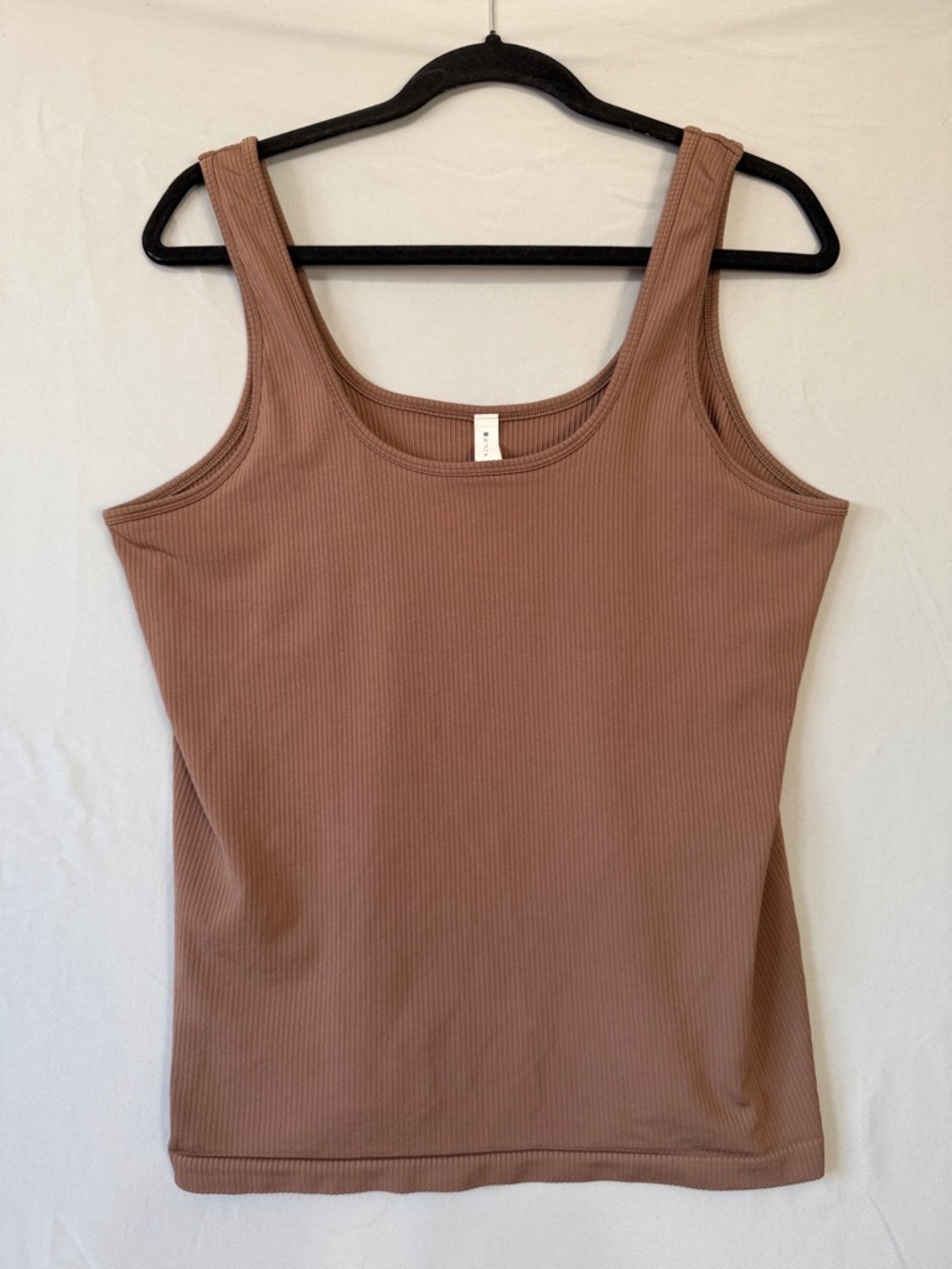 Athleta Womens Ribbed Knit Tank Top Size XL Mocha Stretch Neutral Layers Preppy